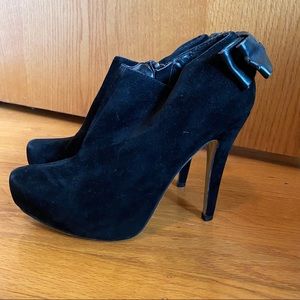Black Suede Heels with Bows